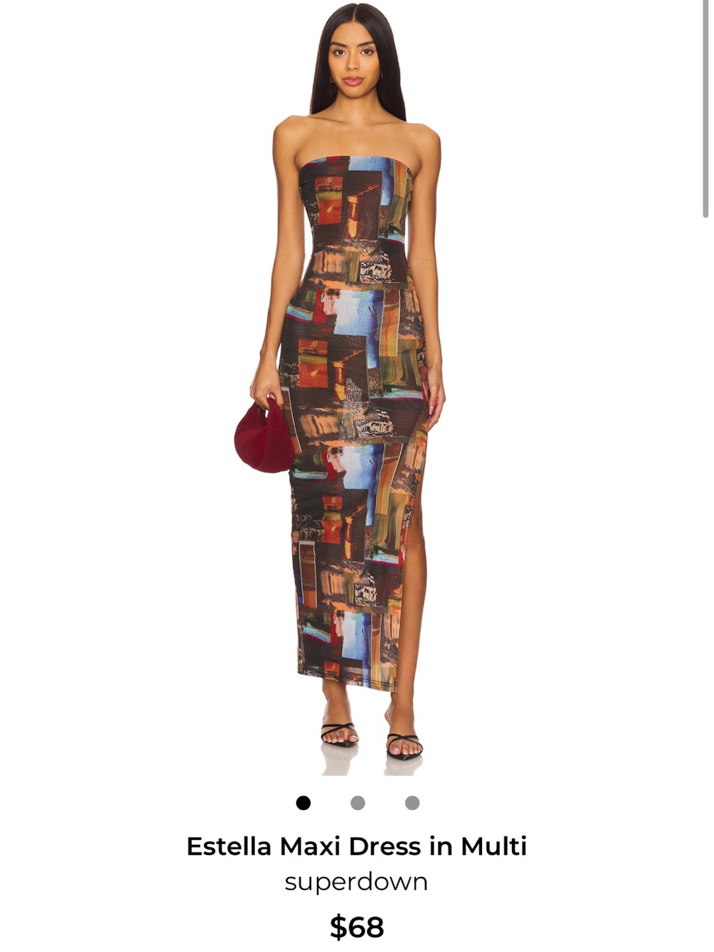 superdown Strapless Maxi Dress in Multi-Color Print